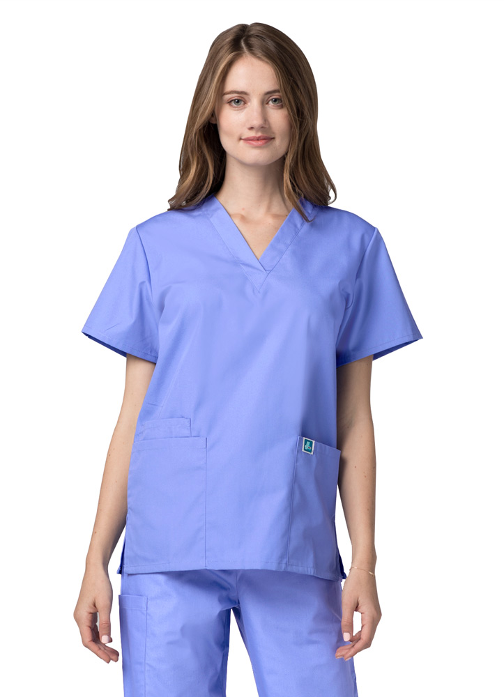 Women's Contrast Scallop Medical Nursing Uniform Scrubs Set Top & Pants BP109 